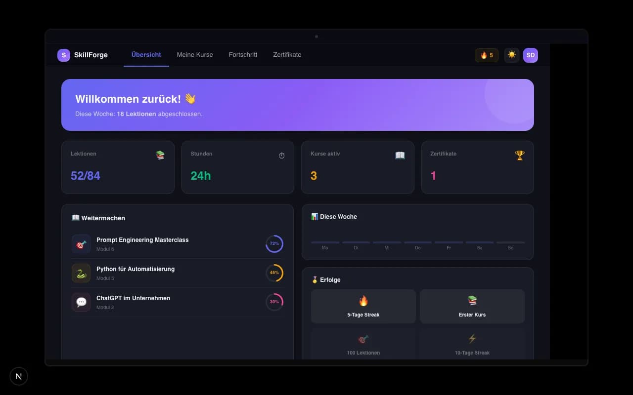SkillForge — Lernplattform Screenshot